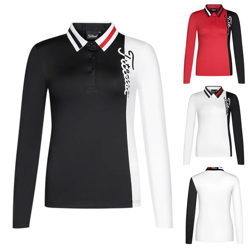 New Golf Dress Women's Top Long Sleeve Elastic Fast Dry Fashion Slim Fit Sports High Quality Breathable Polo Shirt