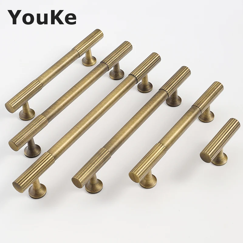 Твердые Латунные Ручки трикотажные ребристые Шкафы для спальни кухонного шкафа