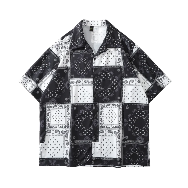 

2023 Summer Short Sleeve T Shirts Men Loose Hawaiian Beach Hiphop Streetwear Harajuku Plaid Floral Printed Fashion Korean Shirts