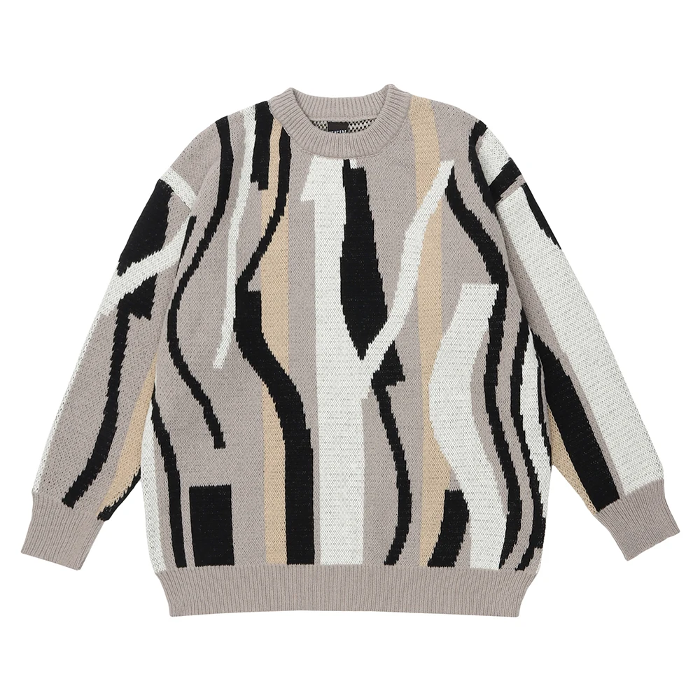 

Мужской свитер в хипстерском стиле, повседневный свободный трикотажный пуловер в стиле хип-хоп с цветовым принтом, одежда унисекс, 2022