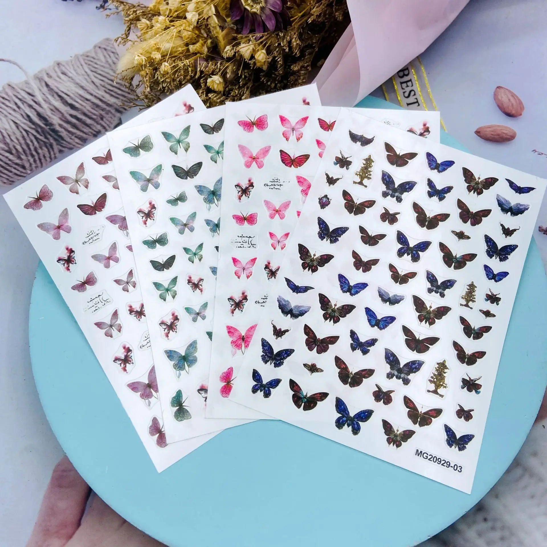 

Новые наклейки для ногтей с темными бабочками, самоклеящиеся переводные наклейки, 3D скользящие наклейки для творчества, украшение