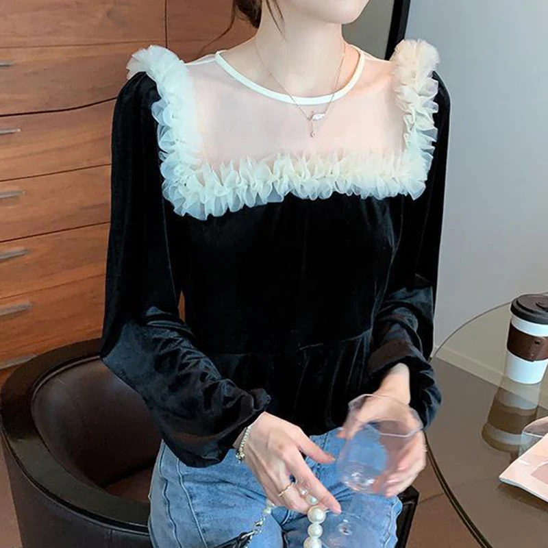 Женский весенне-осенний новый дизайн с черным грибком короткий стиль сеткой