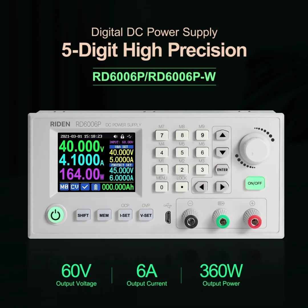 

Понижающий модуль питания RD USB RD6006P, регулируемый модуль источника питания, преобразователь напряжения постоянного тока, вольтметр 60 в 6 А