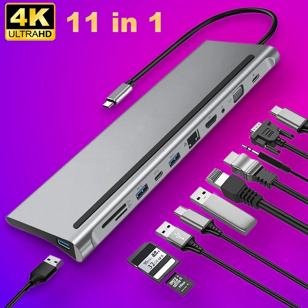 

Docking Stations USB C Type-C Hub To HDMI Adapter 4K Thunderbolt 3 USB 3.1 3.0 for MacBook Pro Air M1 Dock Station Type c