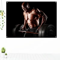 gym decor exercise banner wall art canvas painting man muscular body inspirational poster tapestry 4 grommets wall stickers flag