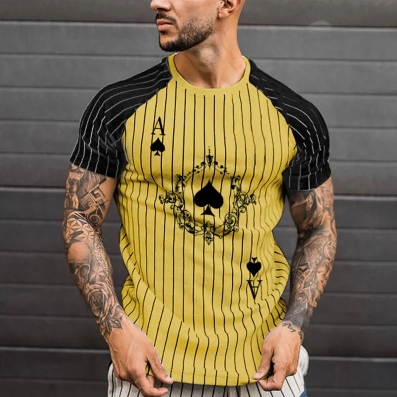 

2022 Summer Fashion Men T-Shirt Short Sleeved 3D Printing Street Casual Poker Hip Funny T-Shirt Oversized Tees Vintage Clothes