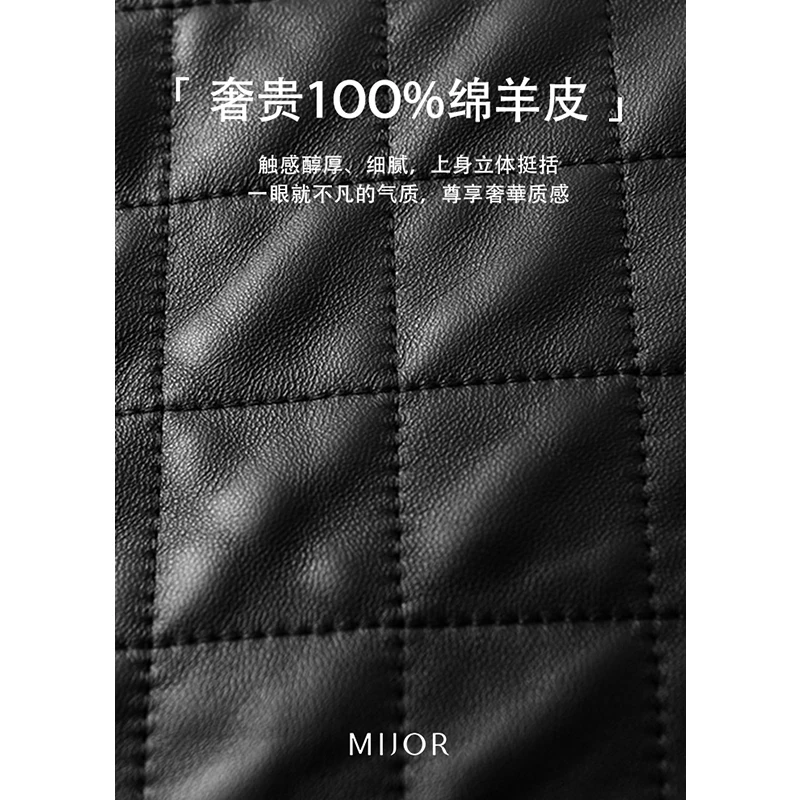 Design Fashion High Quality Luxury  Covered Button  Pockets  Autumn/Winter  Real Leather Jacket Women Sheepskin O-Neck Coats