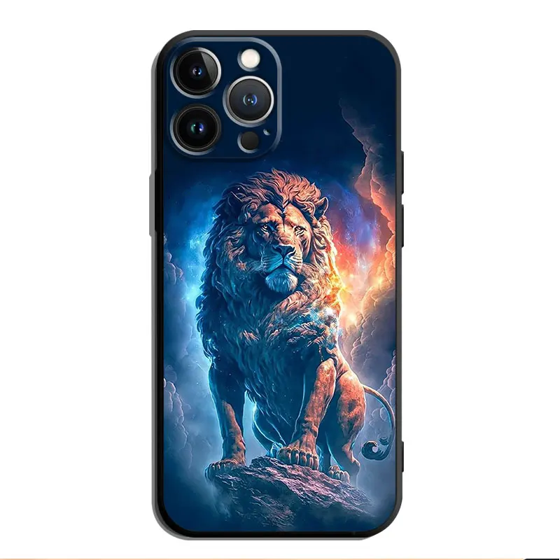 Чехол для телефона с изображением смелых Львов iPhone 15 14 13 12 11 Pro Max Plus Mini X XR XS MAX 8 7 6