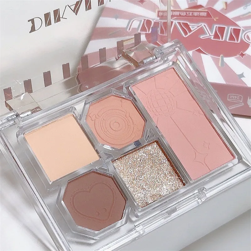 Dikalu 5-цветная пластина для теней век мягкий туман темные глаза матовая