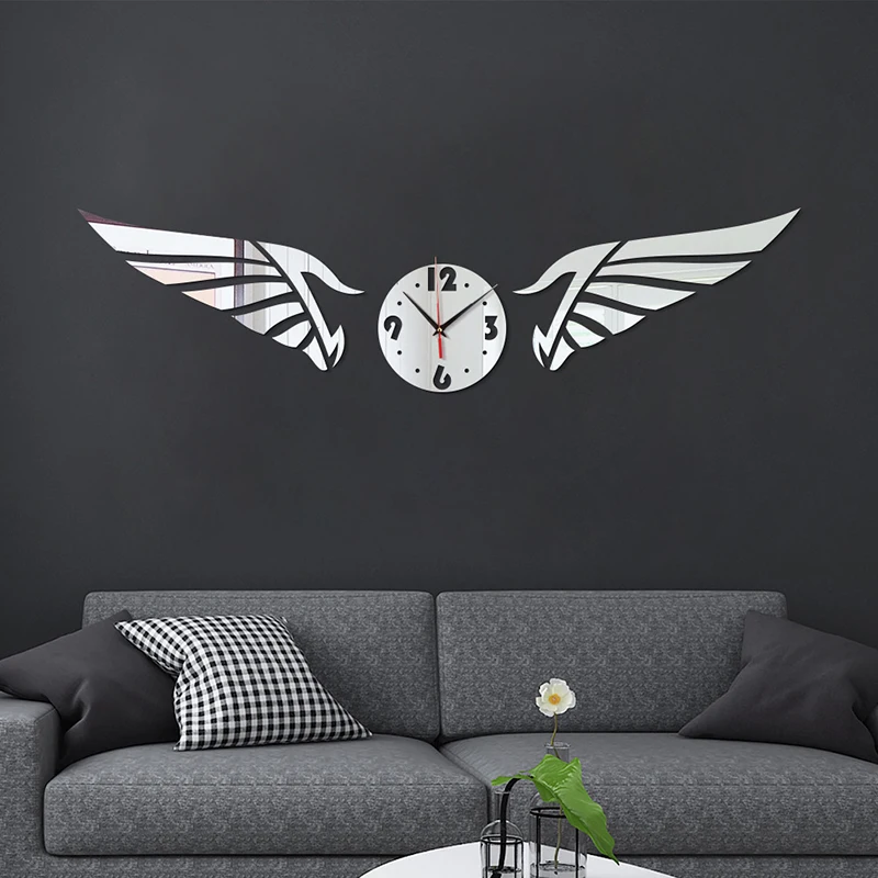 

Dream Wings Spread Their Wings And Soar Diy Mirror Wall Sticker Wall Clock Mute Movement Comes With Back Glue Wall Clock Zb404