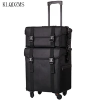 klqdzms simple oxford cloth multi functional multi layer large capacity professional makeup nail embroiderer trolley case