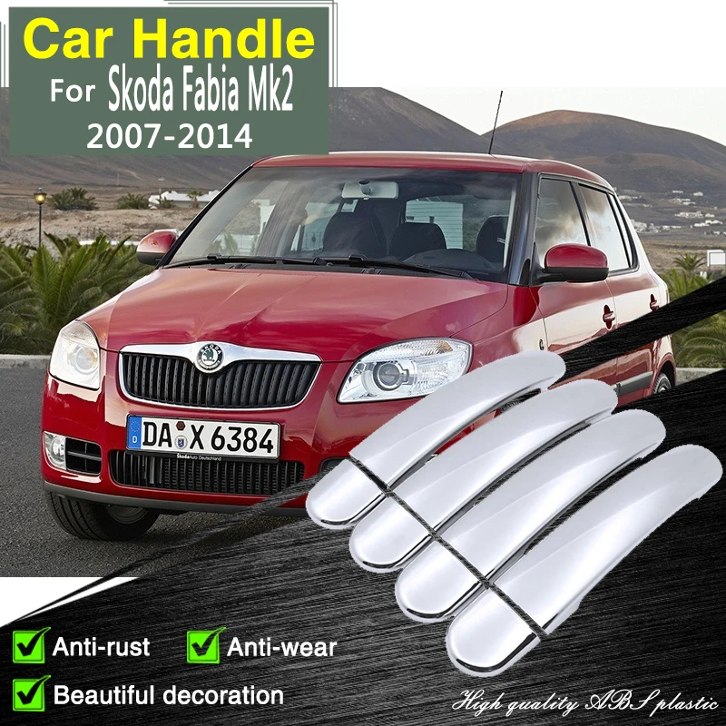 

for Skoda Fabia Mk2 5J MG 2007 2008 2009 2010 2011 2014 Chrome Door Handle Cover Car Accessories Stickers Cap Rustproof Catch