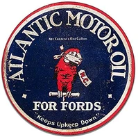brotherhood atlantic motor oil for fords keeps upkeep down one gallon reproduction car company garage signs metal vintage style