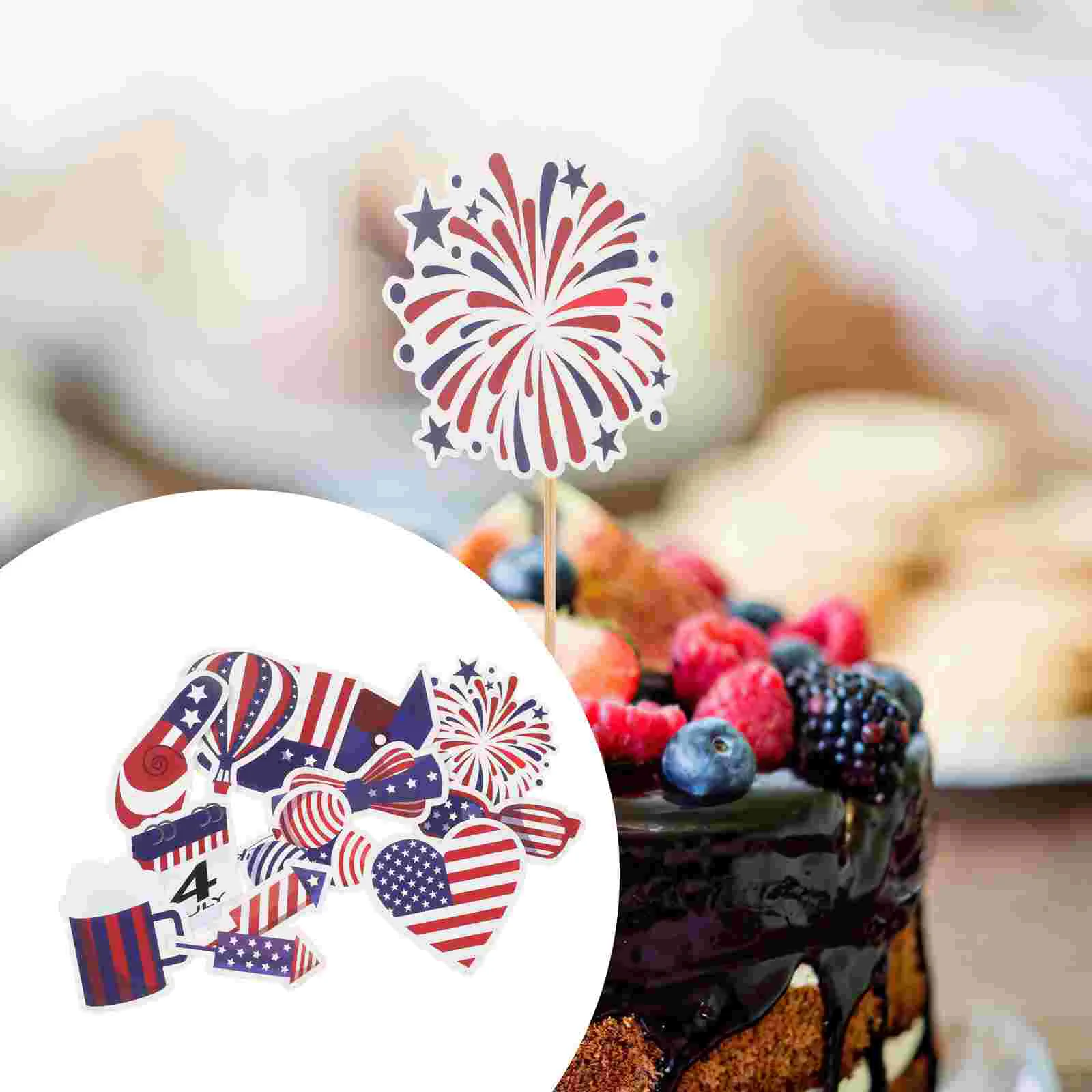 

12Pcs Independence Day Cakes Picks Cake Decoration Cake Ornament Party Cake Picks