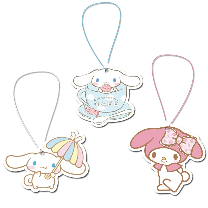 Kawaii Sanrios Anime Melody Cinnamoroll Car Air Freshener Hanging Car Diffuser Interior Accessories Pendant Birthday Gift Toy