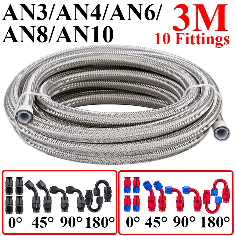 3M AN3 AN4 AN6/8/10 E85 Нержавеющая сталь PTFE Топливный шланг Масло Газовый радиатор Линия
