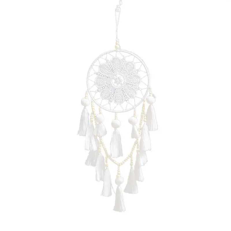 

Dream Catcher Circular White Feathers Wall Hanging Windchimes Nordic Decoration Home Craft Dromenvanger Craft Gift Dream Catcher