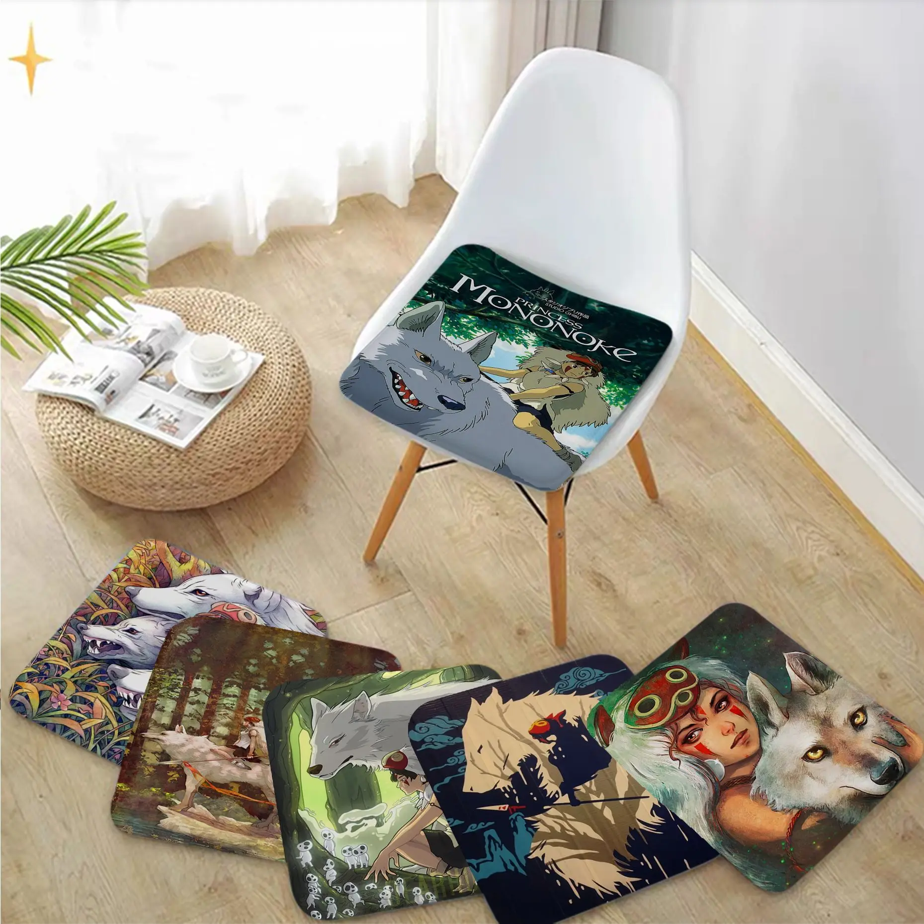 

Anime Poster Princess Mononoke Round Stool Pad Patio Home Kitchen Office Chair Seat Cushion Pads Sofa Seat 40x40cm Buttocks Pad