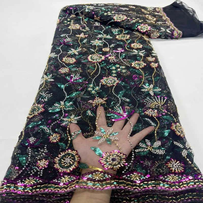 

Африканское высококачественное Тюлевое кружево с пайетками 2023, 5 ярдов, нигерийское свадебное платье