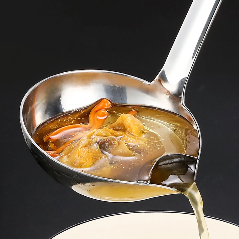 Stainless Steel Colander Spoon Soup Colander Kitchen Soup Gravy Oil Soup Fat Separator Ladles Skimmer Spoon Soup Colander