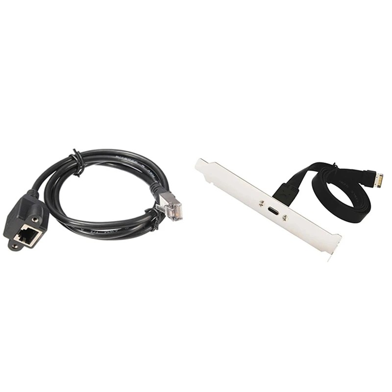 

1M RJ45 Male To Female Screw Panel Mount LAN Network Extension Cable With USB 3.1 Type C Front Panel Header Cable