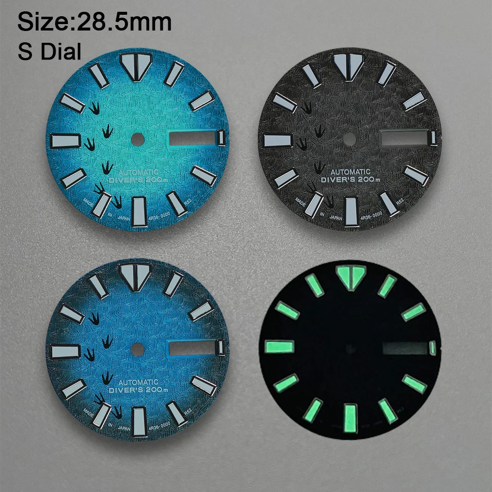 Циферблат YAONUAN 28 5 мм зеленый светящийся для часов NH35/NH36/4R36