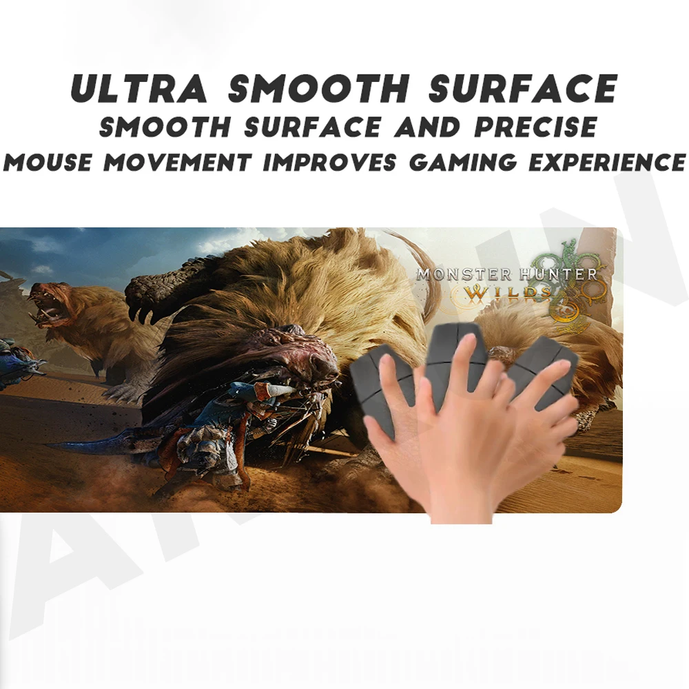 Big Fighting Strategy Adventure Game Monster Hunter Wilds Gaming Mouse Pad XXL Computer Keyboard Desk Soft Office Table Mat