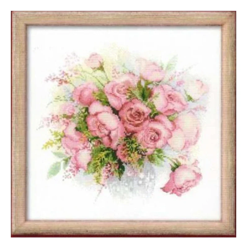 Amishop милый набор для вышивки крестом высшего качества акварельные розы розовые