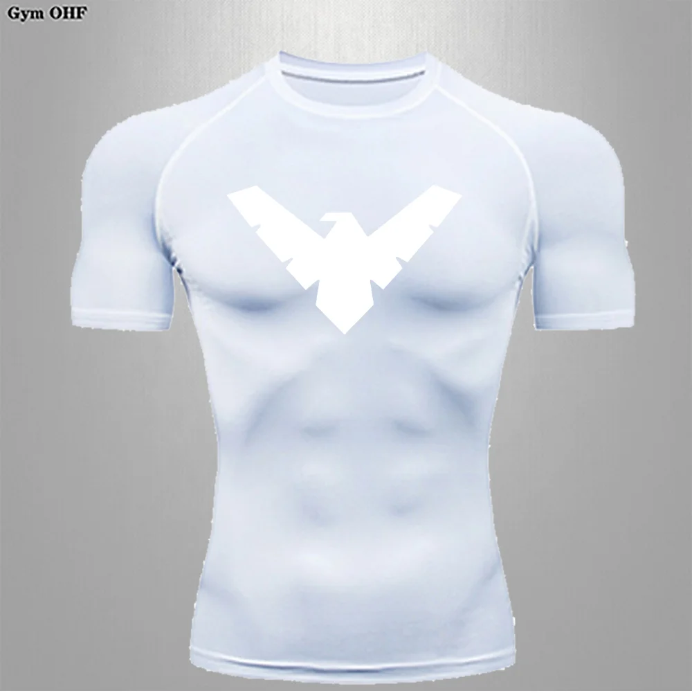 

Мужской спортивный топ для бодибилдинга четыре сезона, Мужская быстросохнущая футболка для фитнеса и спортзала, тренировочная футболка с коротким рукавом, обтягивающая футболка для бега