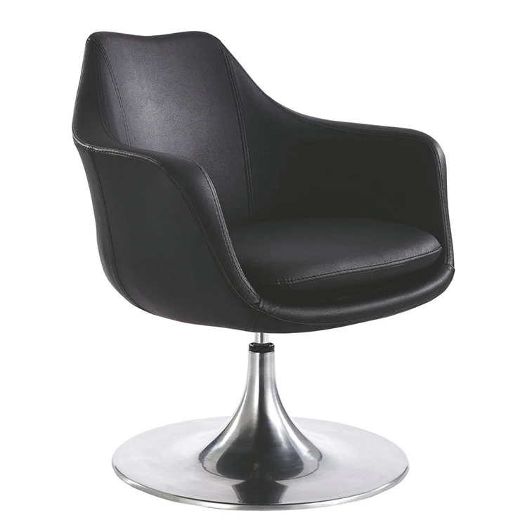 

2021 New Modern PU Leather 360 Degree Leisure Lounge Armchair Black Swivel Salon Office Chair for Reading Club