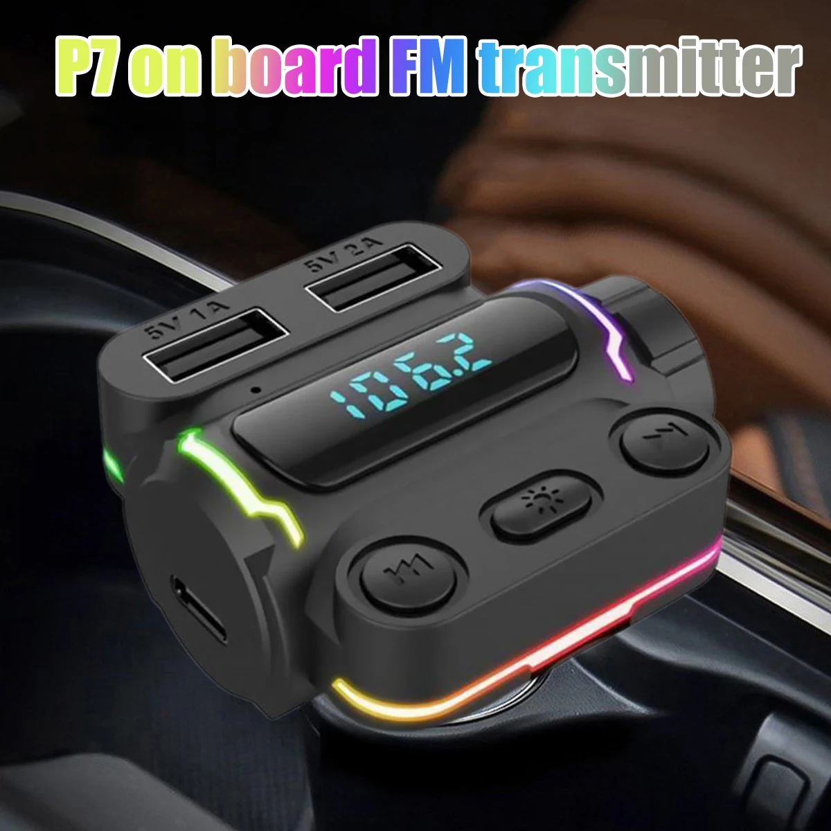 FM-трансмиттер автомобильный с двумя USB-портами и поддержкой Bluetooth 5,0, 20 Вт