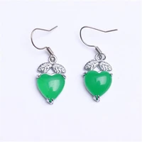 natural green chalcedony hand carved love earrings fashion boutique jewelry ladies earrings gift accessories