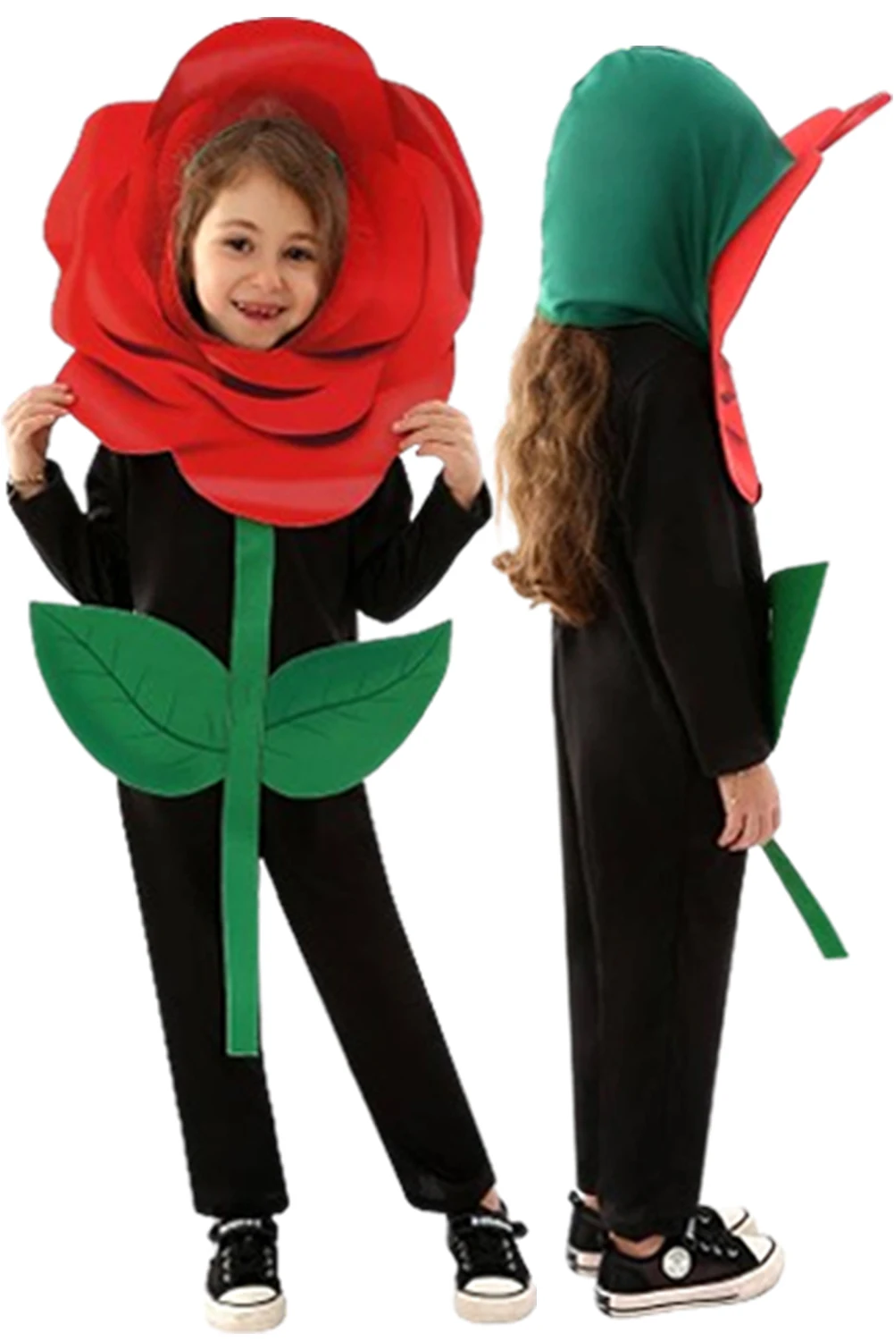 

Kids Halloween Cosplay Rose Flower Cos Clothing Christmas Campus Stage Performance Costumes Halloween Carnival Boys Girls Suit
