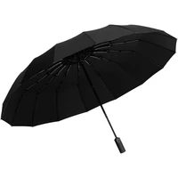 automatic umbrella windproof three folding 12 bone luxury large simple reinforcement durable unisex men business rain parasol