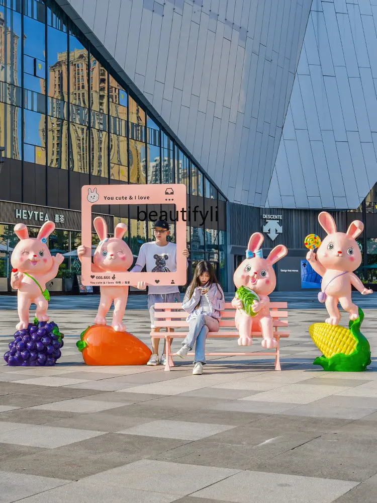 

zq Big Decorations Fiberglass Luminous Landscape Sculpture Clock-in Photo Shopping Mall Beautiful Furnishings Decoration