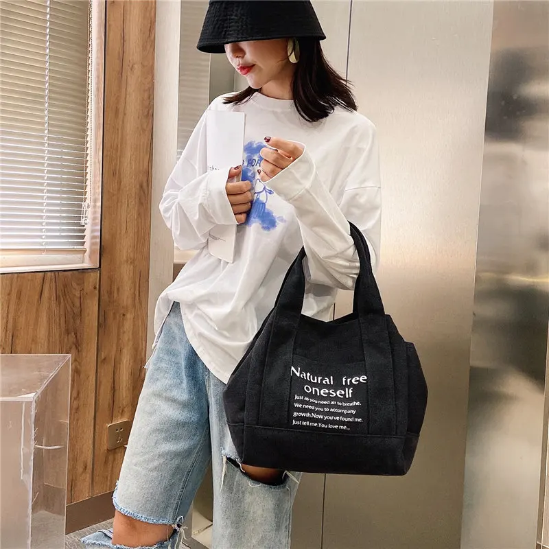 Fashion Luggage & Bags Women's Handbags Shoulder NEW Fresh Letter Portable Canvas Academy Arts Book Storage Bag Bolsa Feminina