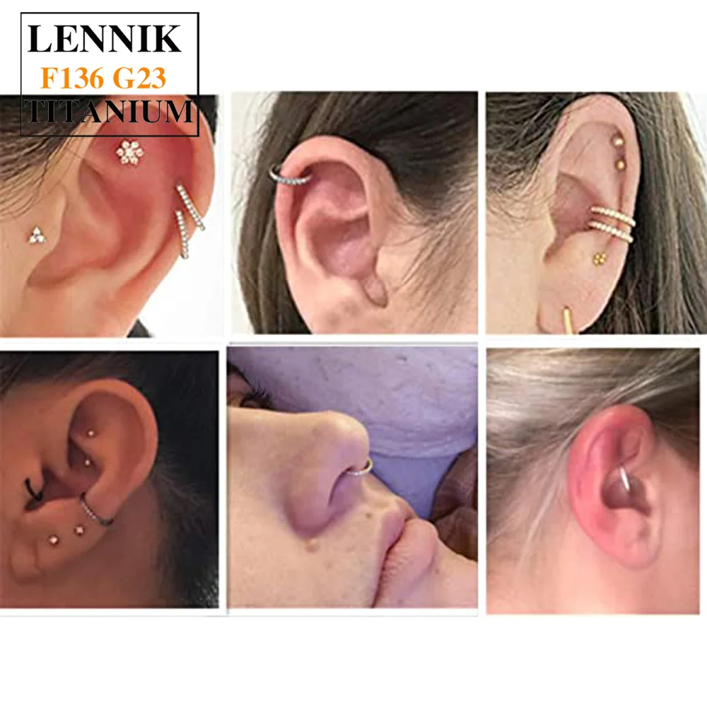 G23 Titanium Septum Rings Clear CZ Hoop 16G Nose Rings 8mm 10mm Conch Daith Helix Rook Tragus Cartilage Earring Piercing Jewelry