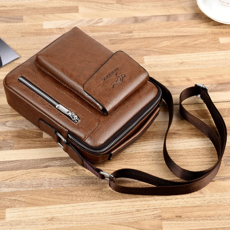 Роскошная брендовая винтажная сумка на плечо для мужчин кожаная