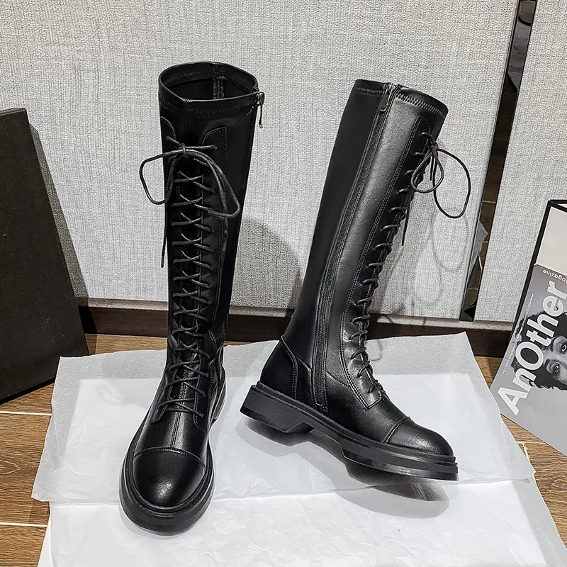 Women's Boots 2021 New All-match short Boots High Elasticity Boots Thick-soled Knight Boots But Knee Strap Boots Women