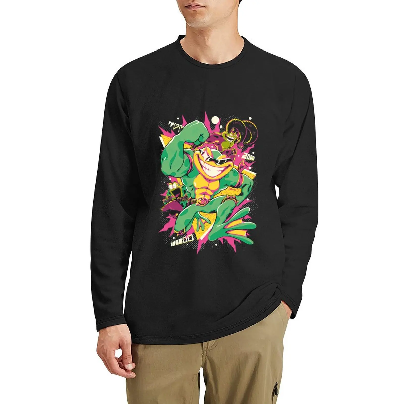 Длинная футболка BATTLETOADS RETRO быстросохнущая милые топы пустые футболки мужские