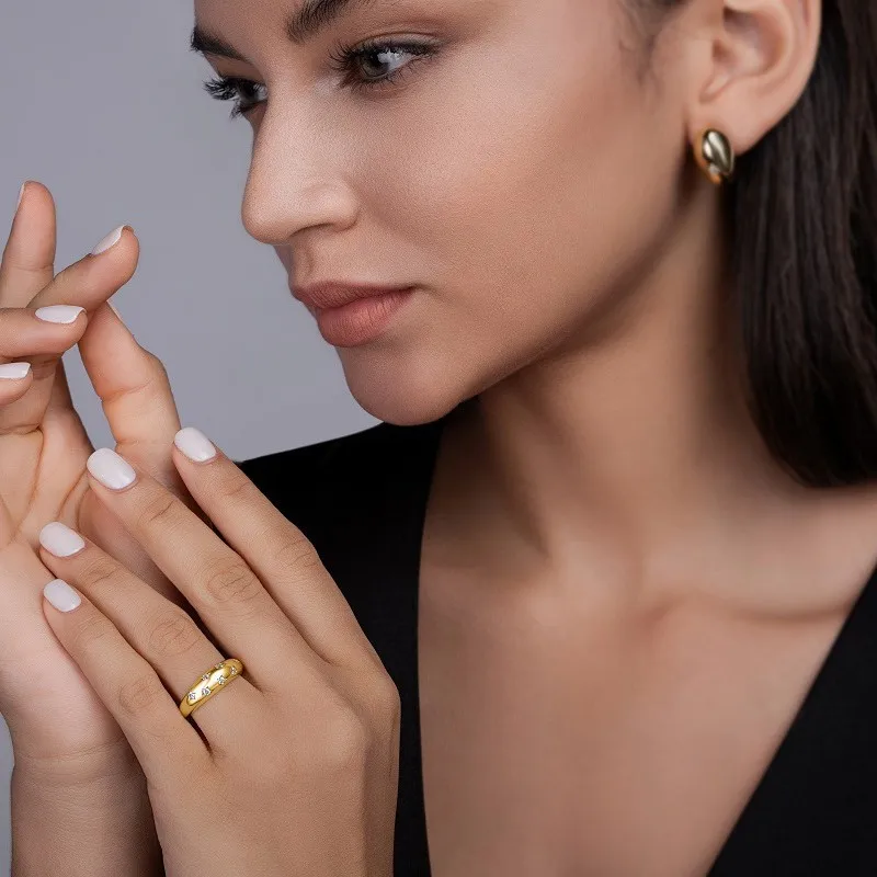 S925 Серебряное Позолоченное Кольцо Муассанит Женские Свадебные Обручальные