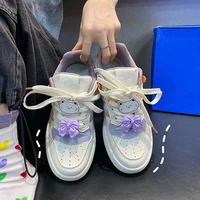 2022 spring fashion purple zapatillas mujer kawaii cat bow patchwork ladies footwear casual students shoes sports sneakers femme