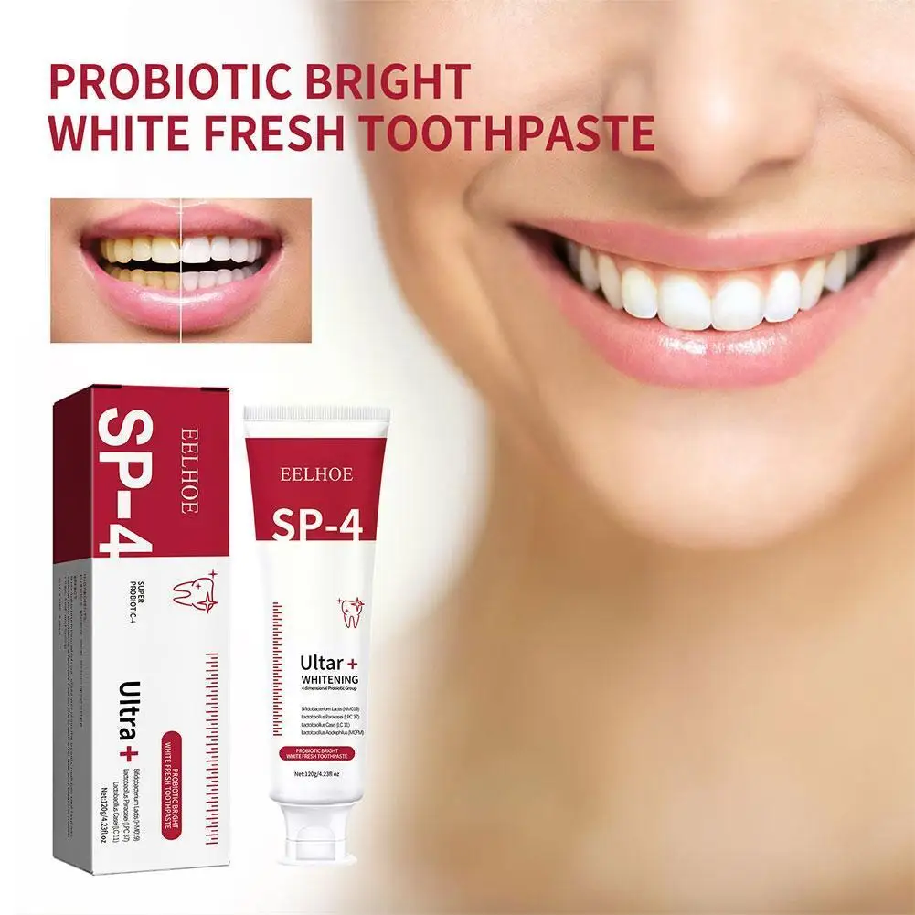 

120g Probiotic Brightening Toothpaste Teeth Stains Oral Breath Care Toothpaste Freshener Cleaning Removal Whitening Plaque W5Q5