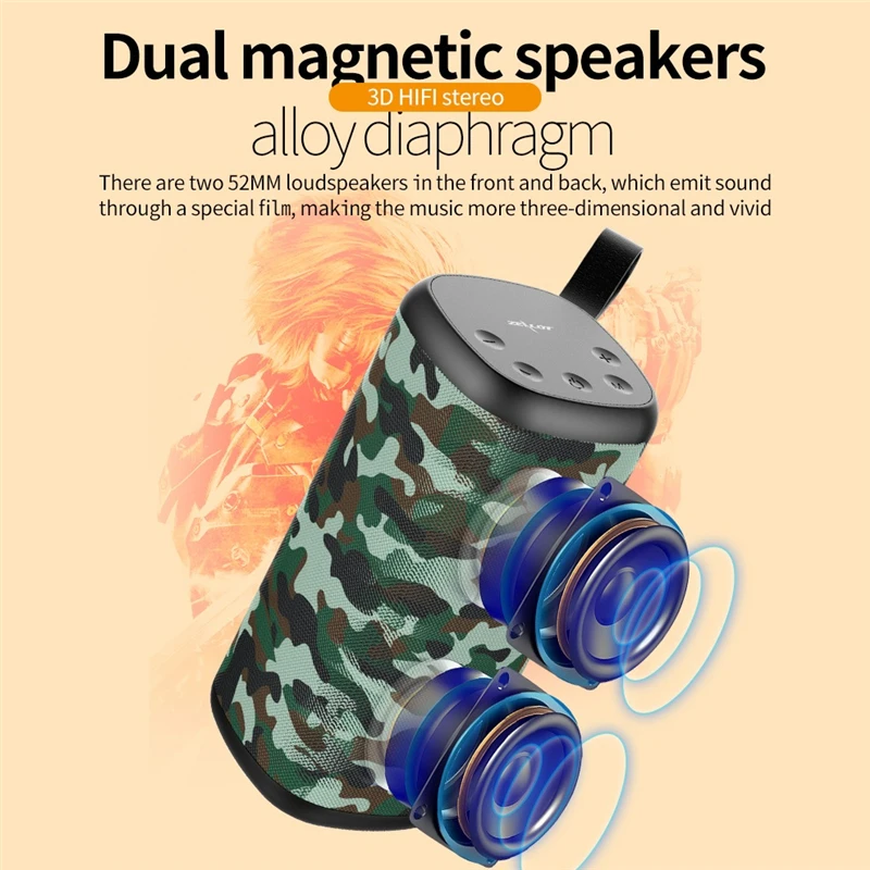

S35 Portable Bluetooth Speaker Outdoor HIFI Subwoofer Music Box HD Audio Subwoofer 66ft Bluetooth Range Water Resistance-028