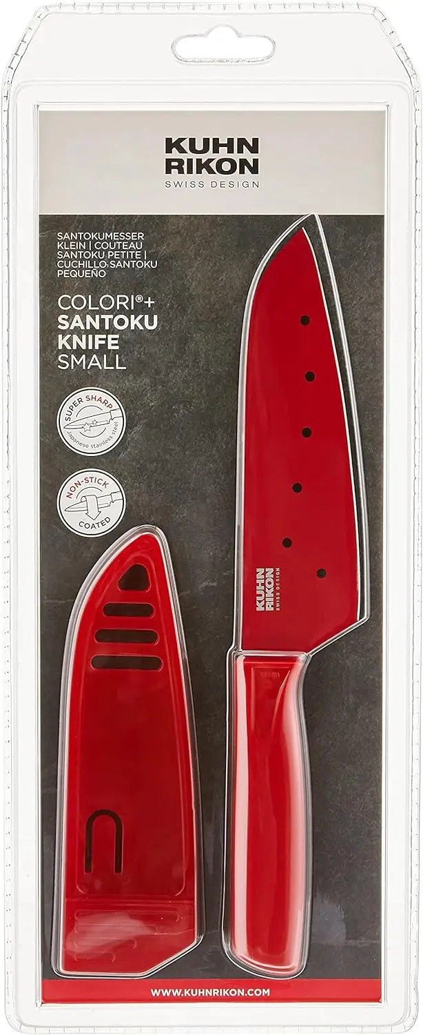 

Santoku Knife with Safety Sheath, 5 inch/12.70 cm Blade, Red Otf kinfes Cuchillo japones cocina Cute knife Kitchen scissors Knif