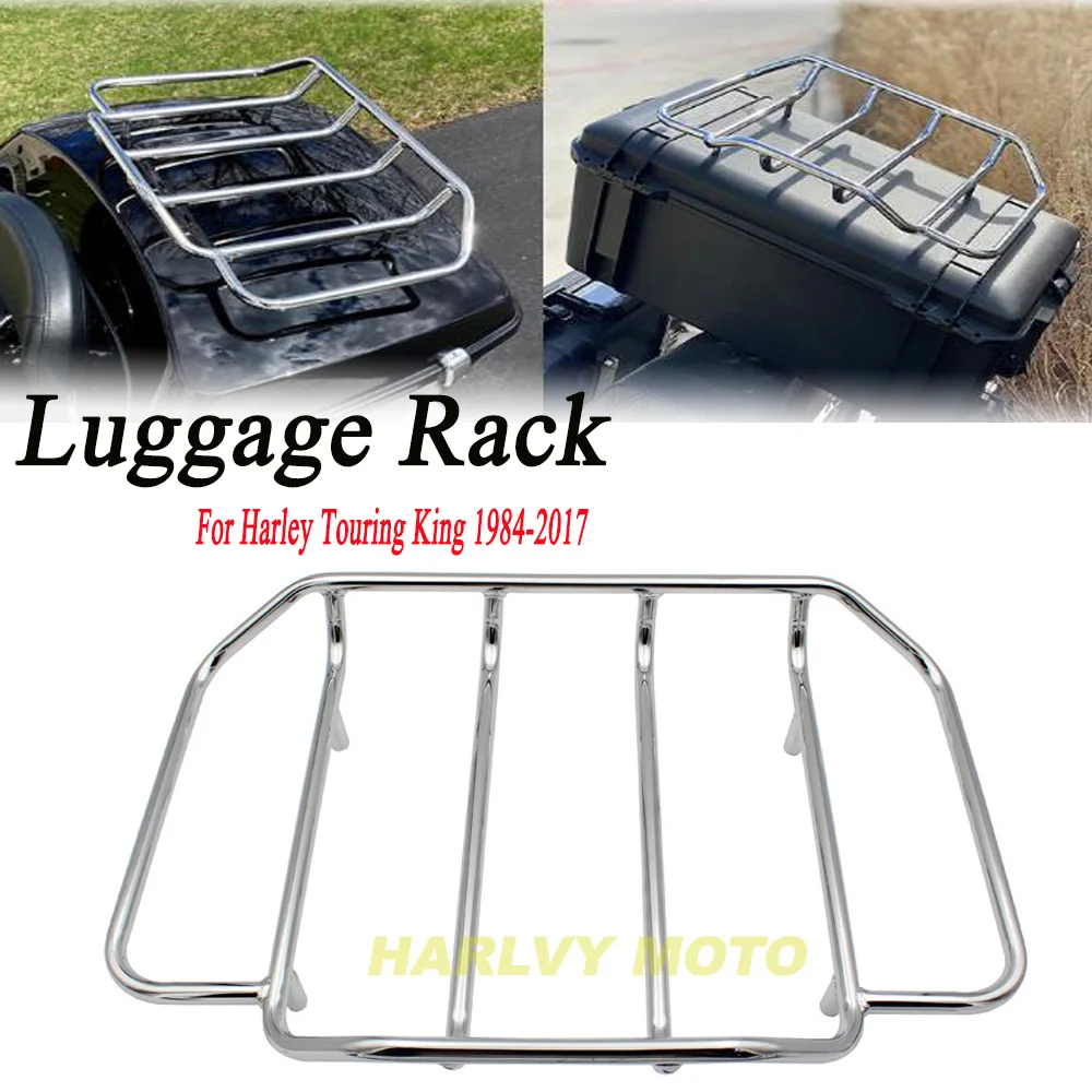 

Chrome Tour Pak Carrier Top Luggage Rack Rail Case for Road King Glide Touring