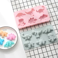 childrens cartoon dinosaur food supplement mold 6 grids different shapes dinosaur cake silicone mold diy handmade soap mold