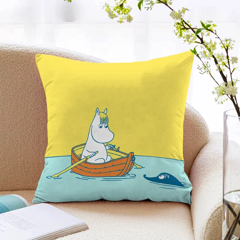 

H-Hippo Moomines Decorative Pillow Covers for Sofa Silk Pillowcase Cushion Cover 45*45 Fall Decor Throw Pillows Pilow Cases Body