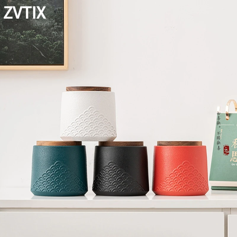 

Ceramic Sealed Food Storage Airtight Container Jar With Household Items Lid Tea Set Box Jar Jars For Spices Kitchen Accessories