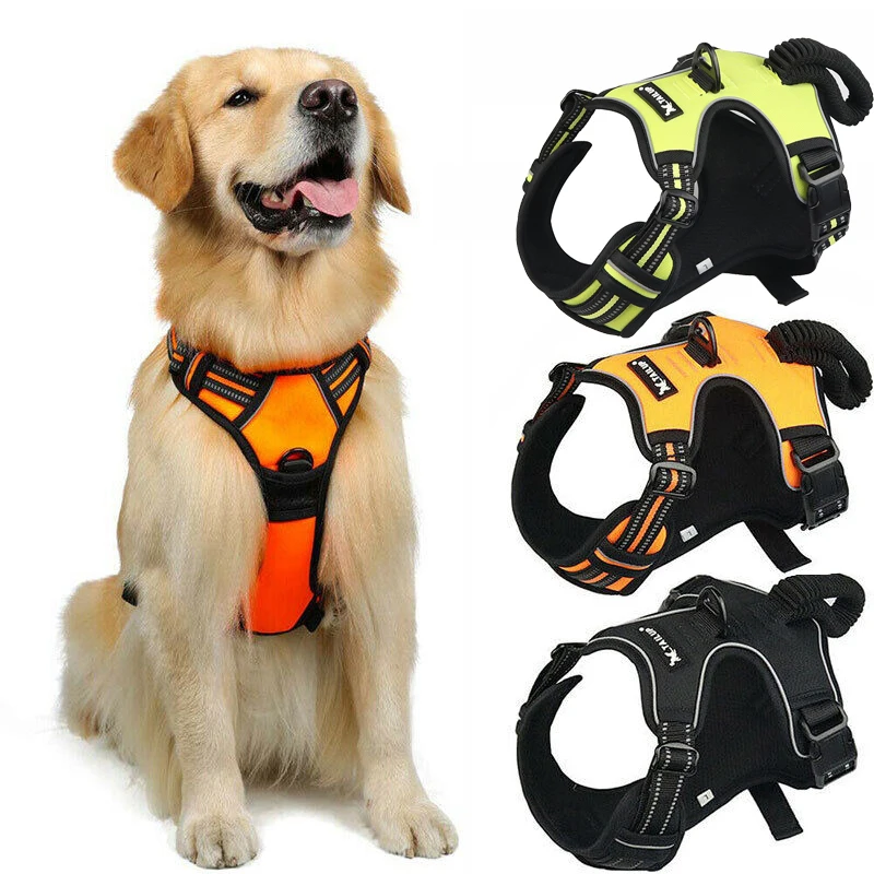 

No Pull Dog Harness Vest Escape Proof Puppy Adjustable Harness with Handle Reflective Oxford Dog Walking Chest Straps Pet Supply